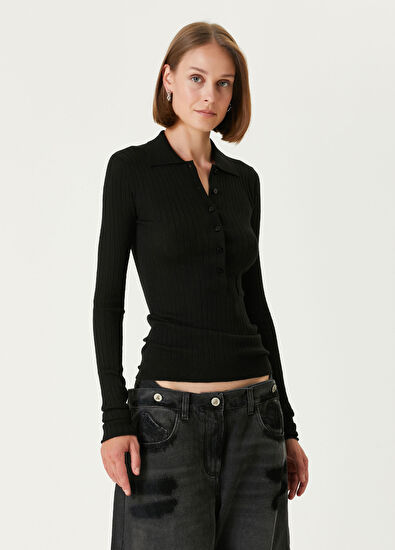 The Attico Siyah Kaşmir Polo Triko - 3