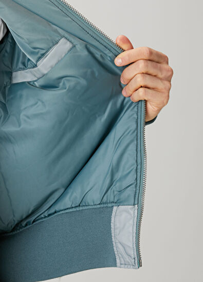 Mavi Kapüşonlu Degradeli Flight Mont - Görsel 8