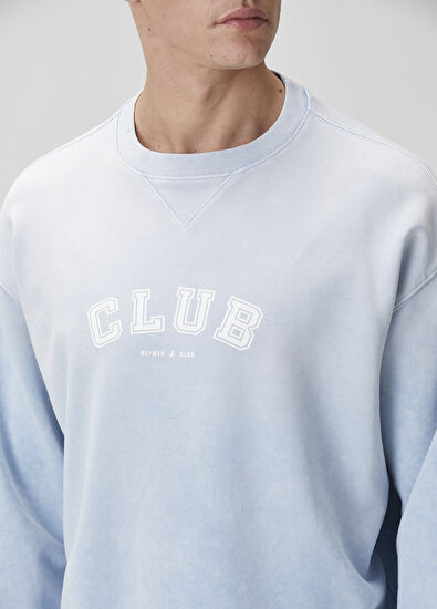 Beymen Club Light Blue Logo Printed Oversized Sweatshirt - 6