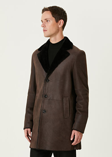 Beymen Club Kahverengi Yakası Shearling Kuzu Kürkü Kaban - 4