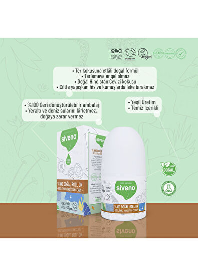Siveno Natural Deodorant Herbal Vegan Coconut Roll On 50 ml - 7