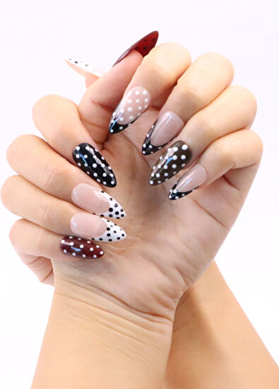 Takma Takma Uzun Badem 10'lu Renkli Protez Takma Tırnak UBD1462 - 5