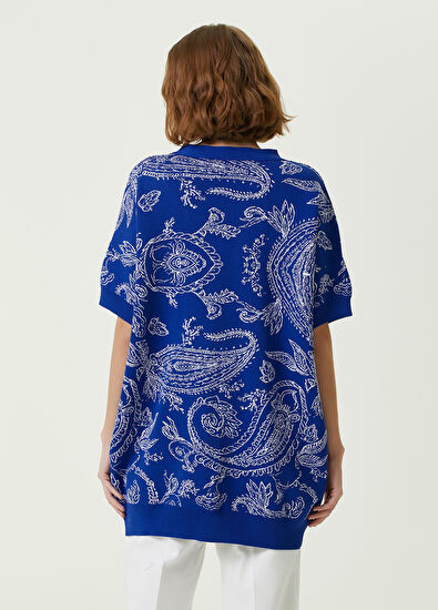 Beymen Club Mavi V Yaka Şal Desenli Hırka - 5