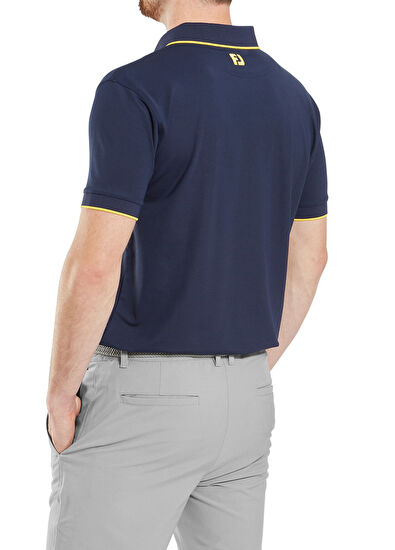 FootJoy Tipped Pique Navy Blue Short Sleeve Men's Golf T-Shirt - 4