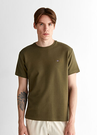 Gant Yeşil Regular Fit Bisiklet Yaka Kısa Kollu Erkek T-Shirt - 4