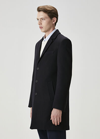 Beymen Club Lacivert İtalyan Yün Kaşe Palto - 4