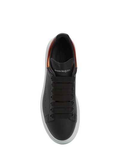 McQueen Oversized Siyah Turuncu Kadın Deri Sneaker - 4