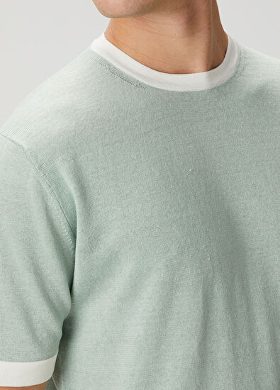 Maurizio Baldassari Yeşil Polo Yaka Kısa Kollu Keten Triko - 5
