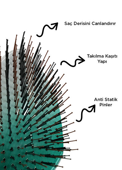 FENDA Profesyonel Aurora Green 4 Pinli Oval Yeşil Saç Fırçası - 3