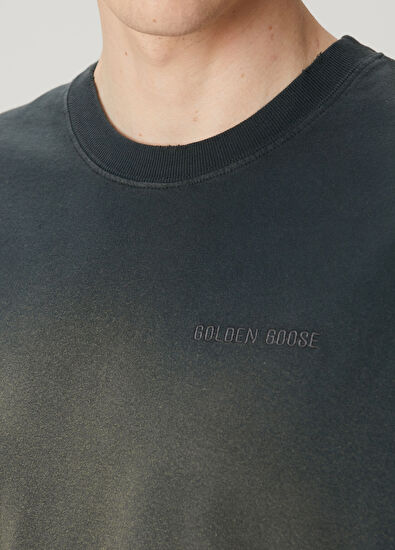 Golden Goose Grey Gradient Logo Embroidered T-Shirt - 5