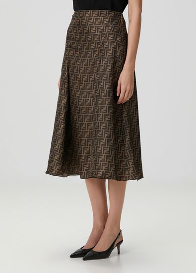 Fendi Brown Midi Silk Skirt - 3