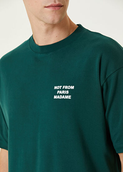Drôle De Monsieur Koyu Yeşil Logo Baskılı T-shirt - 5