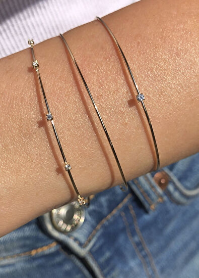 Ginza Design Jewelry Yolo Pırlanta Taşlı 14 Ayar Altın Kadın Bileklik - 3