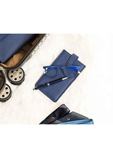 Pack'n Travel İki Bölmeli Lacivert Deri Unisex Gözlük Kılıfı  - 6
