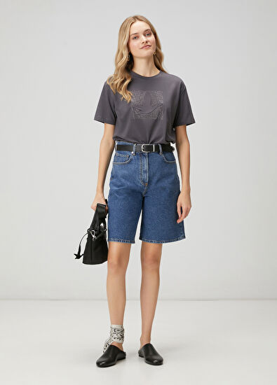 Beymen Club Koyu Gri Hotfix Logolu T-shirt - 3