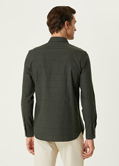 Beymen Club Slim Fit Khaki Pinstripe Flannel Shirt - 3