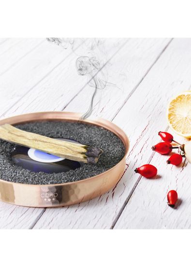 Coho Objet Coho Box Artisan Shiny Copper Zen Incense Burner 3 Palo Santo Sage Incense Gift Set - 5