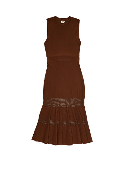 Beymen Club Brown Midi Knit Dress - 7