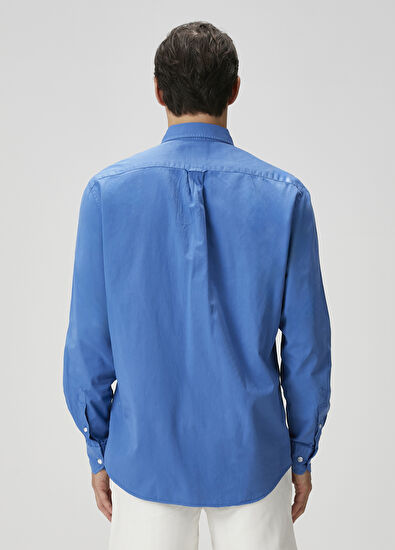 Beymen Club Comfort Fit Mavi Gabardin Doku Gömlek - 5