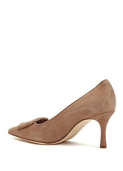 Manolo Blahnik Bej Toka Detaylı Deri Stiletto - 3