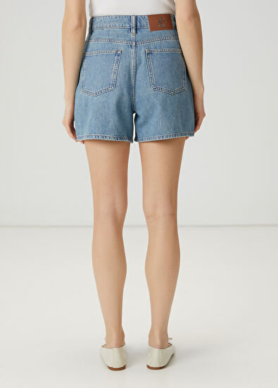 Beymen Club Blue Stone Embroidered Denim Shorts - 5