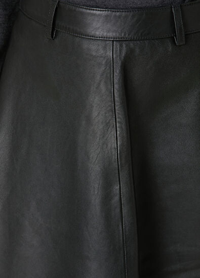 The Frankie Shop Black Midi Leather Skirt - 5