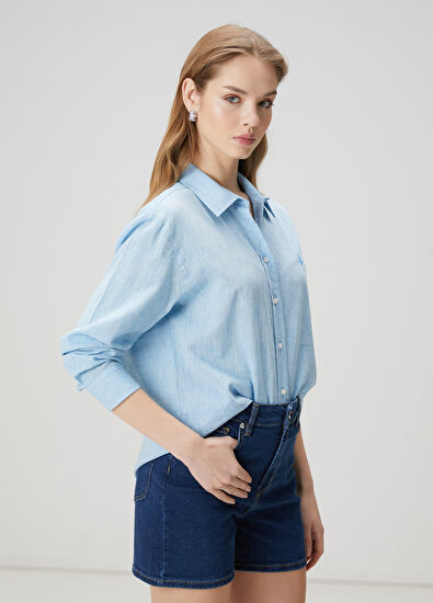 Beymen Club Mavi Keten Gömlek - 3