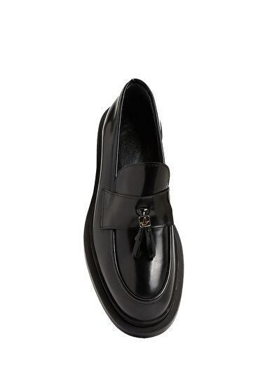 Beymen Club Siyah Püsküllü Kadın Deri Loafer - 4