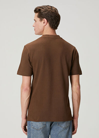 Beymen Club Açık Kahverengi Relax Fit Pamuk Keten Pike T-shirt - 6