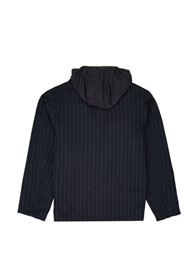 Beymen Club Navy Blue Hooded Stripe Print Outer Shirt - 6
