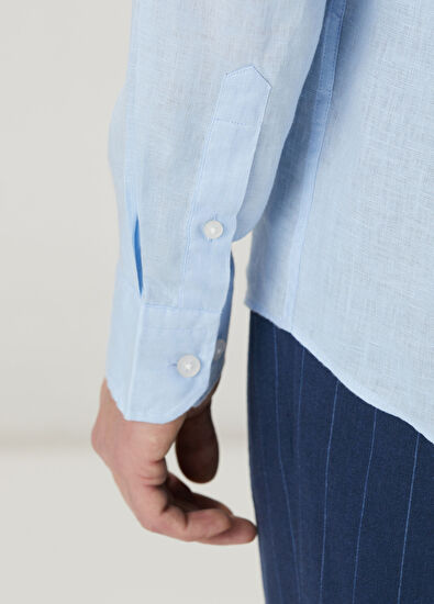 Beymen Club Comfort Fit Light Blue Linen Shirt - 7