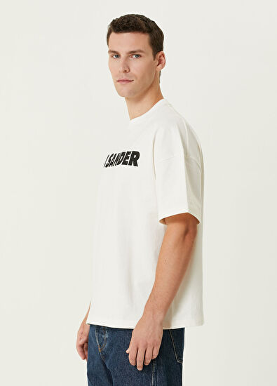 Jil Sander Beyaz Logo Baskılı T-shirt - 3