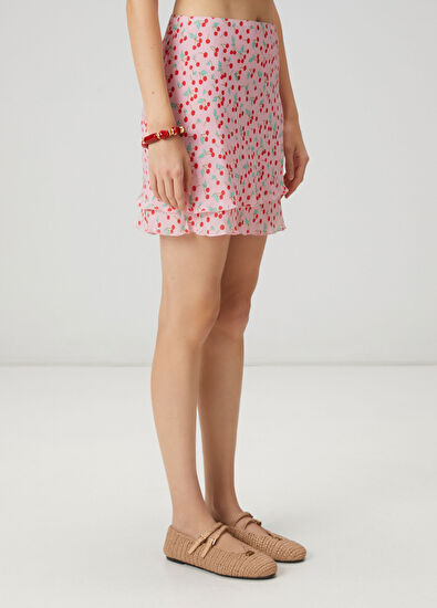 Beymen Club Pembe Kiraz Desenli Mini Etek - 3