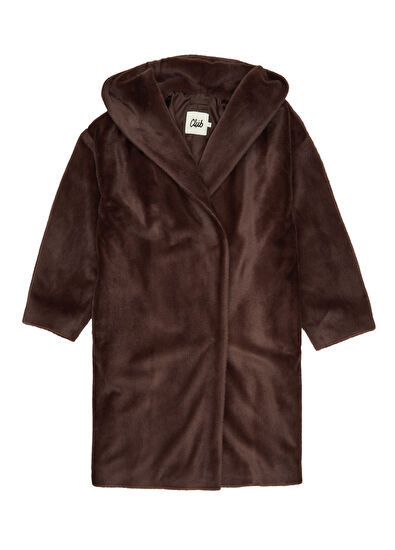 Beymen Club Kahverengi Kapüşonlu Suni Kürk Kaban - 7