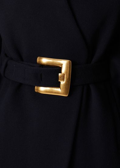 Balmain Lacivert Yün Kaban - 5