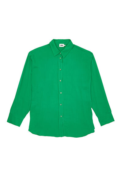 Beymen Club Yeşil Boyfriend Twill İpek Gömlek - 7