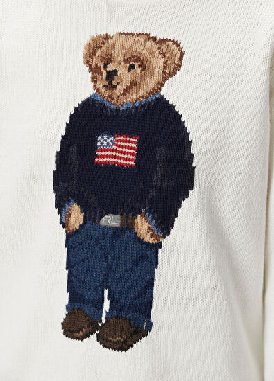 Polo Bear Beyaz Keten Kazak - Görsel 7