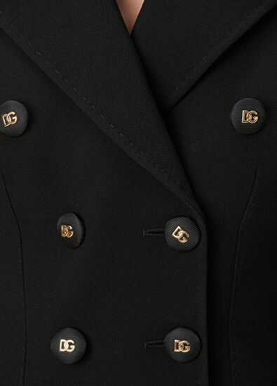 Siyah Kruvaze Yün Ceket - Görsel 6