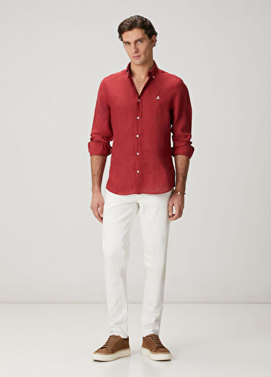 Beymen Club Cherry Comfort Fit Linen Shirt - 3