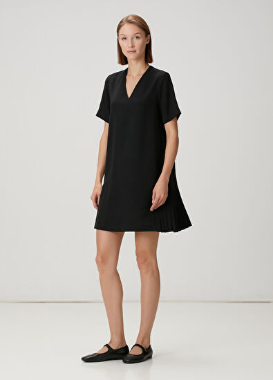 Beymen Club Black Pleated Detailed Mini Crepe Dress - 3