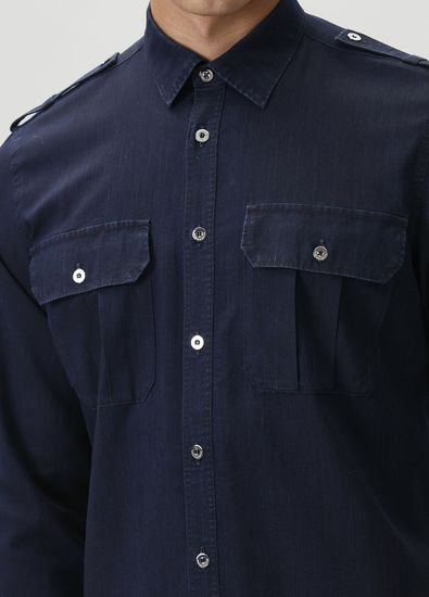 Scissor Scriptor Lacivert Denim Gömlek - 5