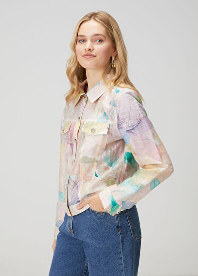 Beymen Club Floral Linen Trucker Jacket - 5