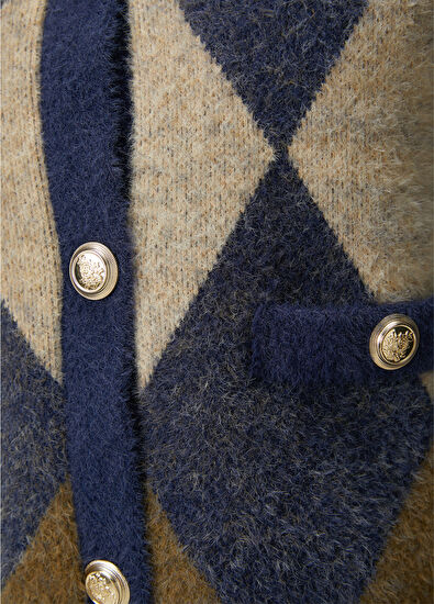 Beymen Club Navy Blue Khaki Patterned Cardigan - 7