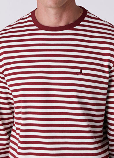 Beymen Club Relax Fit Vişne Çizgili Uzun Kollu T-shirt - 6