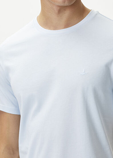Beymen Club Açık Mavi Logo Nakışlı Basic T-shirt - 6