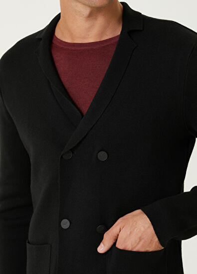 Beymen Club Siyah Kruvaze Yün Triko Ceket - 6