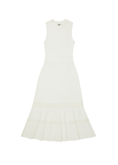 Beymen Club Beyaz Transparan Detaylı Midi Triko Elbise - 7