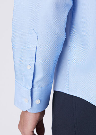 Beymen Club Comfort Fit Blue Dobby Non-Iron Shirt - 6