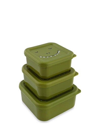 Trixie Mr.Dino Green Kids 3-Piece Snack Container - 4
