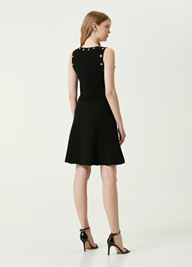 Beymen Club Siyah Kuş Gözü Detaylı Mini Triko Elbise - 5